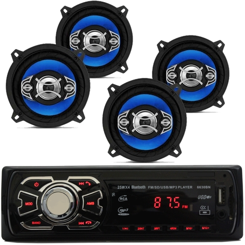 Foto 1 - Kit 4 Alto Falantes 5 Pol Radio Bluetooth Usb