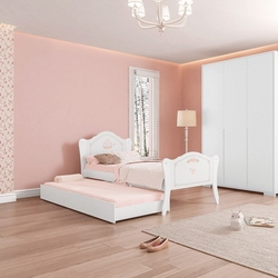 Cama Infantil Juvenil Princesa Encantada com Cama Auxiliar Pura Magia Menor preço em Cama Infantil Juvenil Princesa Encantada com Cama Auxiliar Pura Magia
