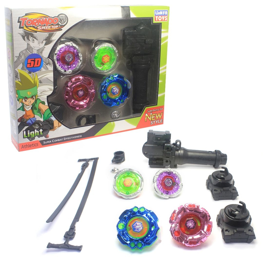 Kit Beyblade Metal 5D Brinquedo 4 Peões Led Toys na Americanas