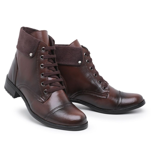 bota cano curto marrom com cadarço