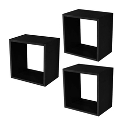 Kit 03 Nichos Quadrado Decorativo 31x31x15 Preto Fosco - Lyam Decor Menor preço em Kit 03 Nichos Quadrado Decorativo 31x31x15 Preto Fosco - Lyam Decor