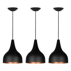 Kit 3 Pendente Taça Gota Bancada Balcão Cozinha 22cm Preto com Cobre é boa?