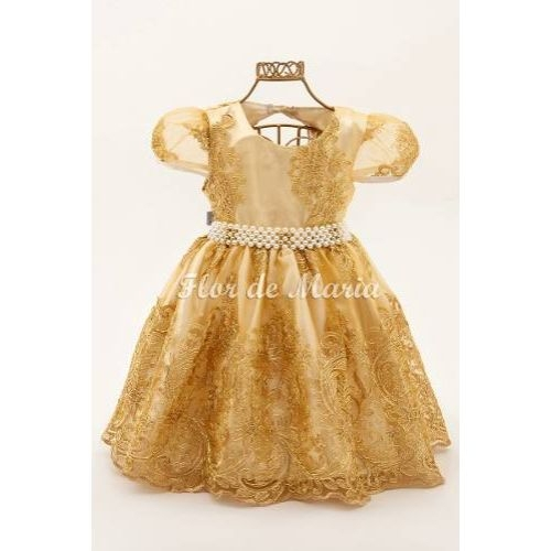 vestido infantil dourado