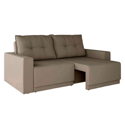Sofá 3 Lugares Retrátil Kennedy Suede Bege Menor preço em Sofá 3 Lugares Retrátil Kennedy Suede Bege