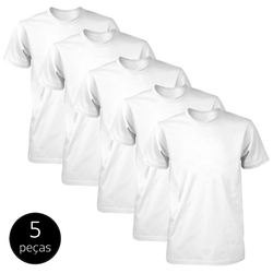 Menor preço em Kit 5 Camisetas Básicas Masculina 100% Poliéster Branca
