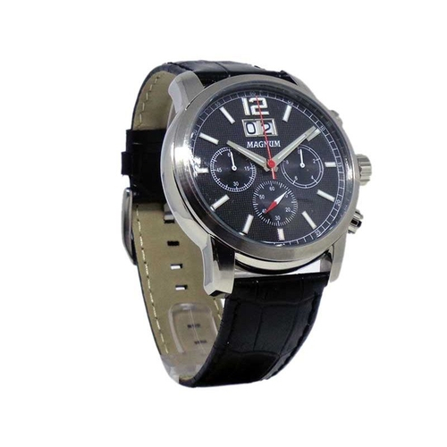 Relogio Magnum masculino pulseira de couro preto MA31560J - MSTIME