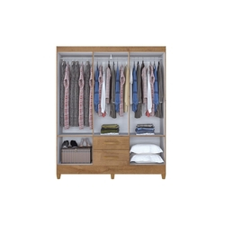 Guarda Roupa Real 6P2G C/Espelho Canelato Rústico / Natura Off White - Atualle Móveis Menor preço em Guarda Roupa Real 6P2G C/Espelho Canelato Rústico / Natura Off White - Atualle Móveis