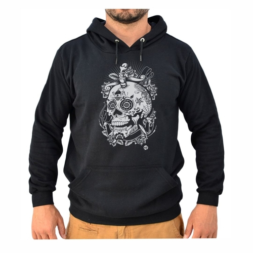 sugar skull zip up moletom com capuz