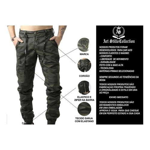 calça masculina jogger camuflada