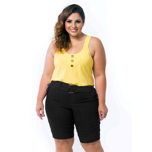 bermuda preta feminina plus size