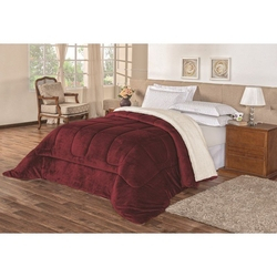 Coberdrom Casal Queen Everest Sherpa com Manta Microfibra Plush Vinho Menor preço em Coberdrom Casal Queen Everest Sherpa com Manta Microfibra Plush Vinho