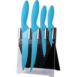 Conjunto de 4 Facas com Cepo Azul - La Cuisine Menor preço em Conjunto de 4 Facas com Cepo Azul - La Cuisine