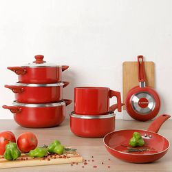 Menor preço em Jogo de Panelas Happy Day 7 peças Vermelho La Cuisine