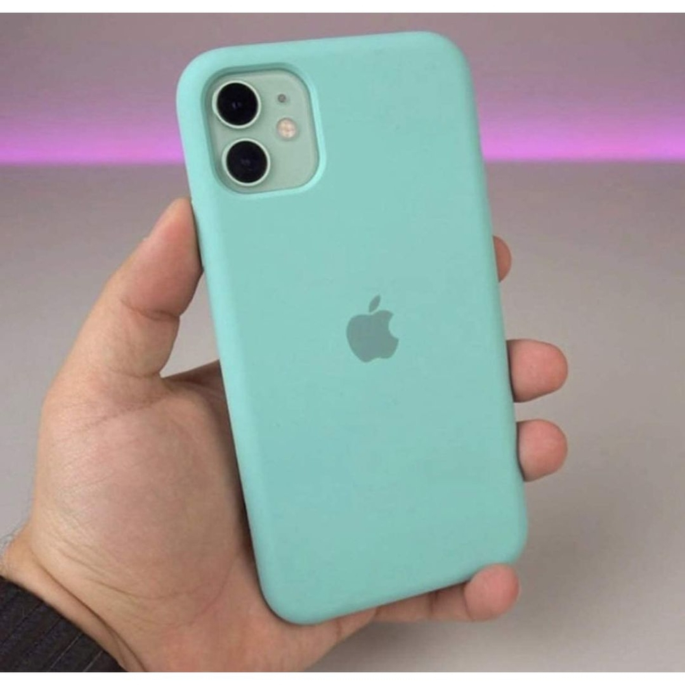 Case Iphone 11 Verde água de Silicone Aveludada Fechada Na