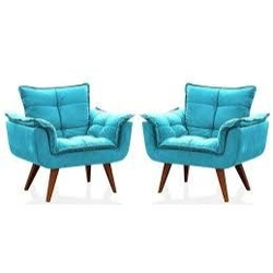 Menor preço em Conjunto 02 Poltronas Cadeiras Decorativas OpalaAzul Tiffany Suede pés palitos - HOME SWEET INTERIORES
