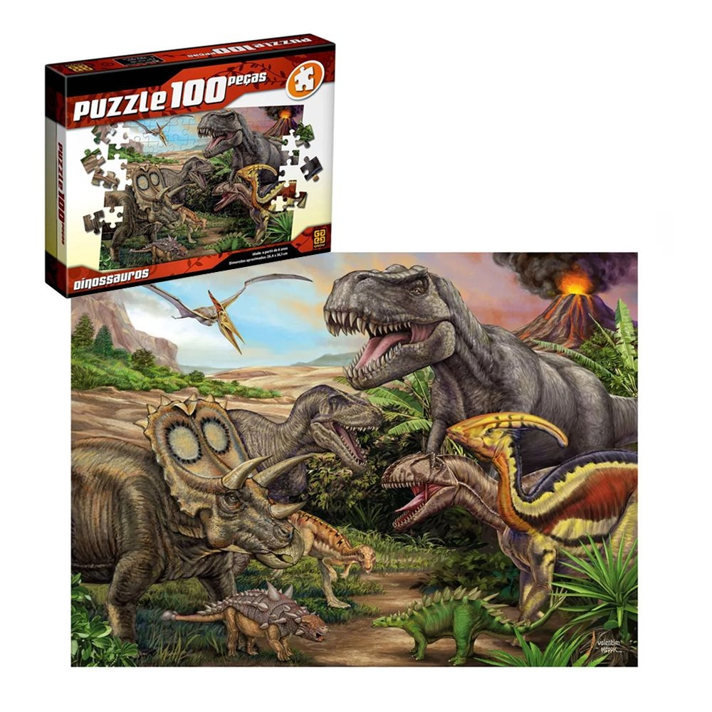 Puzzle 100 peças Dinossauros - Loja Grow