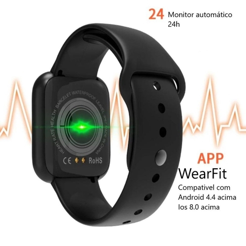 Smartwatch preto i5 relógio inteligente fitness wearfit android e ios Clearance