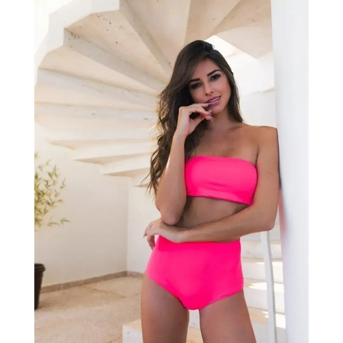 Biquíni cintura alta tomara que caia Clearance