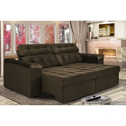 Sofá Retrátil e Reclinavel New Austrália 2,52 Mts Tecido Suede Café - Cama InBox é boa?