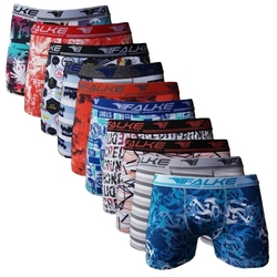Kit 10 Cuecas Boxer Falke Microfibra Masculina Estampadas 90% Poliéster 10% elastano Menor preço em Kit 10 Cuecas Boxer Falke Microfibra Masculina Estampadas 90% Poliéster 10% elastano