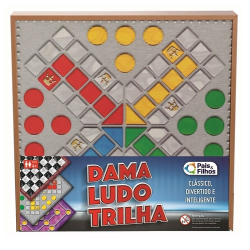 Jogo de Damas Ludo e Trilha Pais e Filhos