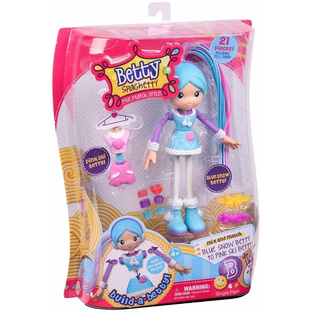 Boneca articulada betty spaghetty vestido azul candide