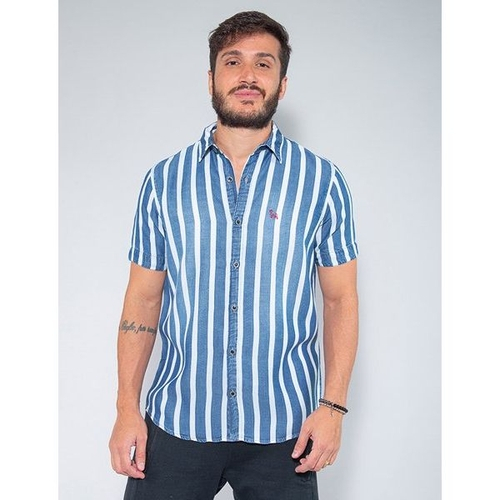 camisa jeans branca masculina