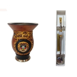 Kit chimarrão cuia porongo e bomba inox ouro Pedra Menor preço em Kit chimarrão cuia porongo e bomba inox ouro Pedra