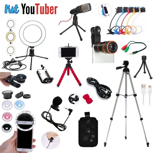 Kit Youtuber Profissional 2 Gravação Tripé Zoom Ring Ligth Suportes Lentes De Olho De Peixe Nas Americanas