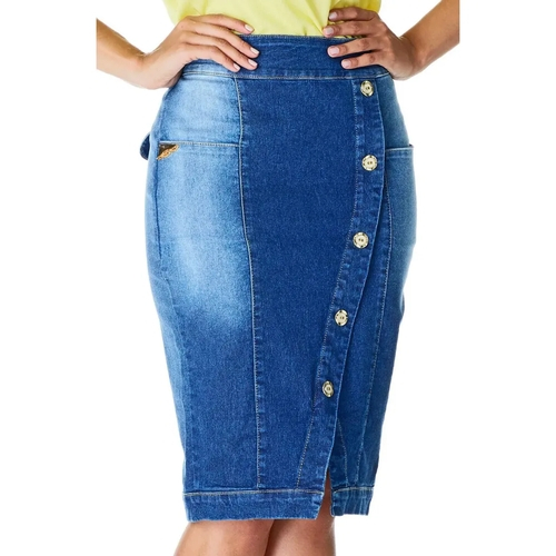 saia jeans azul escuro
