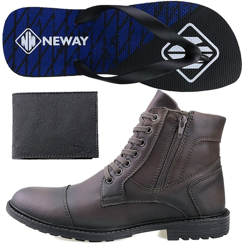 bota casual neway zíper marrom