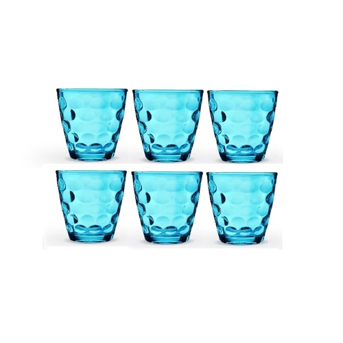 Jogo copo de vidro azul pop 300 ml com 6 copos casa linda