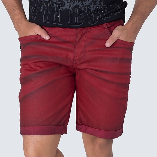 bermuda jeans vermelha masculina