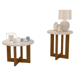 Conjunto de Mesas Decorativo Para Sala De Estar JB 8001/8002 Luxo Perola/Caramelo - JB Bechara Menor preço em Conjunto de Mesas Decorativo Para Sala De Estar JB 8001/8002 Luxo Perola/Caramelo - JB Bechara