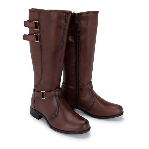 bota feminina de couro cano longo