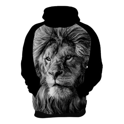 lion printed moletom com capuzs