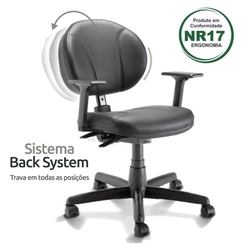 Cadeira de Escritório Executiva Back System COSTURADA com Braços Reguláveis - Corino Preto - MARTIFLEX é boa?