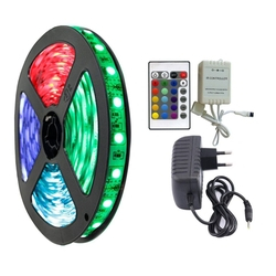 Fita Led Rgb 5050 Rolo 5M Ip65 12V Com Fonte Bivolt Menor preço em Fita Led Rgb 5050 Rolo 5M Ip65 12V Com Fonte Bivolt