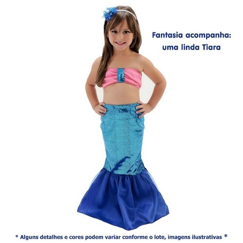 Fantasia sereia ariel infantil pequena sereia