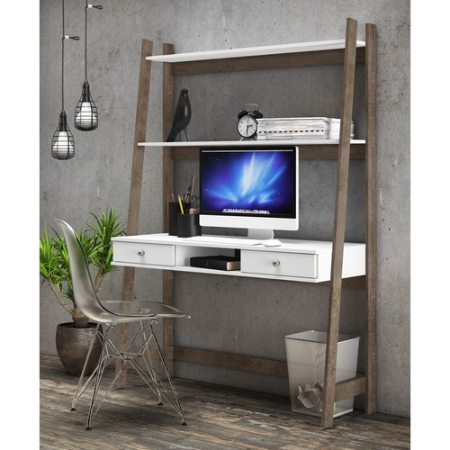 Estante Escrivaninha 2 Gavetas Branco Rustico Movelbento Nas Americanas