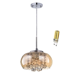 Lustre Pendente Soho Cristal K9 Vidro Ambar 22 cm Com Lampada Menor preço em Lustre Pendente Soho Cristal K9 Vidro Ambar 22 cm Com Lampada