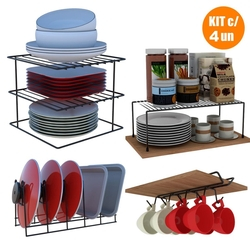 Kit Organizador Armário Cozinha Xícara Panela Prato Aço 4 Un é boa?