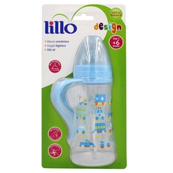 Menor preço em Mamadeira Lillo Desing 300ml Com Alça Tamanho 2 Azul