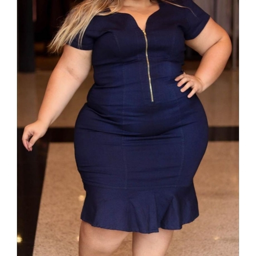 modelo de vestido jeans plus size