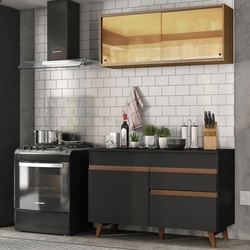 Cozinha Compacta Madesa Reims 120001 com Armário e Balcão - Preto Menor preço em Cozinha Compacta Madesa Reims 120001 com Armário e Balcão - Preto