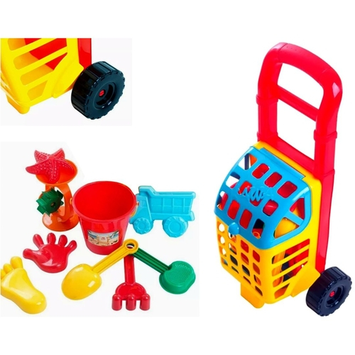 Jogo de Praia Carrinho Feira Infantil Kit 10pcs Bel Brink na