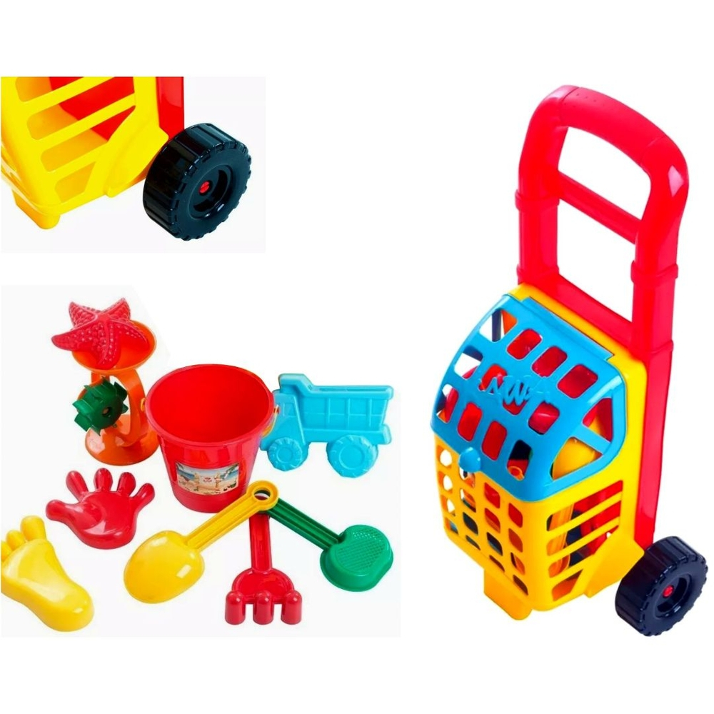 Jogo de Praia Carrinho Feira Infantil Kit 10pcs Bel Brink na