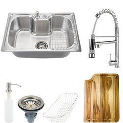 Cuba para Cozinha inox Com Acessórios e tábua Carajás e Torneira gourmet munim PIngoo.casa Menor preço em Cuba para Cozinha inox Com Acessórios e tábua Carajás e Torneira gourmet munim PIngoo.casa