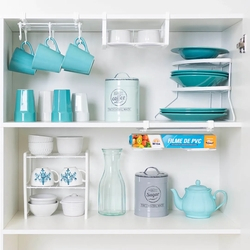 Menor preço em Conjunto organizador armário cozinha Metaltru 5 peças - Cesto Caneca Prato rack Suporte embalagem