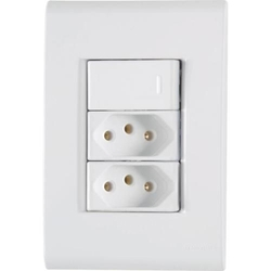 Conjunto 1 interruptor simples + 2 tomadas 2P+T 20A 4x2 - LIZ - Tramontina Menor preço em Conjunto 1 interruptor simples + 2 tomadas 2P+T 20A 4x2 - LIZ - Tramontina